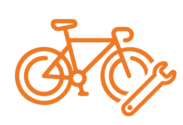 Piktogramm Fahrrad mit Werkzeug